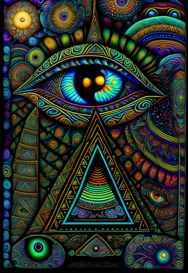 Colorful Psychedelic All-Seeing Eye Illustration