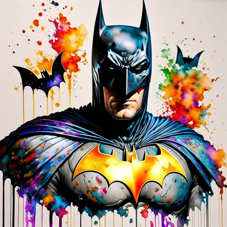 Colorful Batman Artwork with Intense Gaze