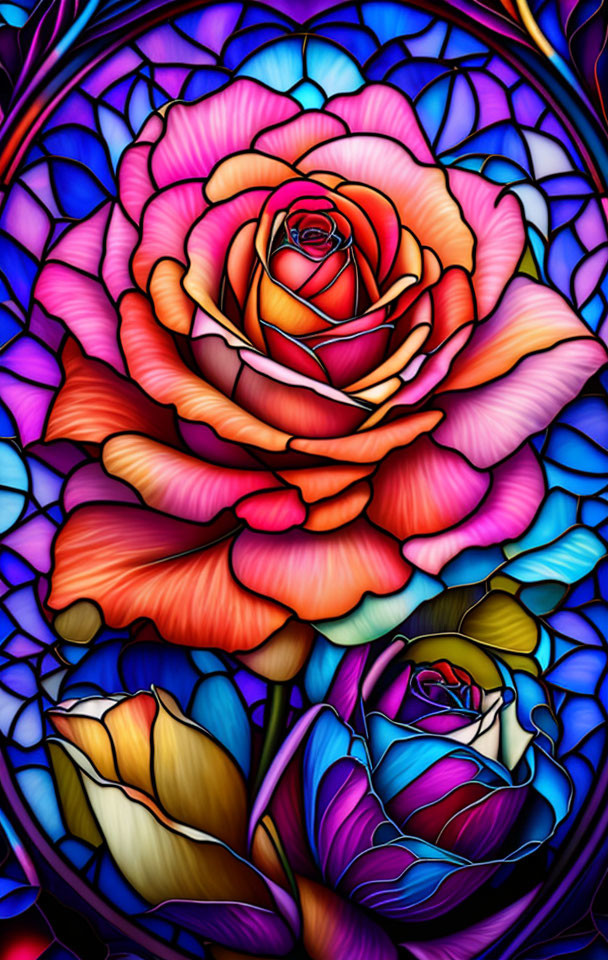 Stain Glass Rose 2