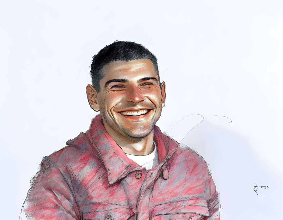 Man in Red Checkered Shirt Smiling Illustration