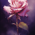 Detailed Large Pink and Purple Rose Illustration on Soft Purple Background