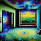 Colorful Galaxy View Room with Cosmic Decor