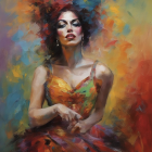 Colorful Portrait of Person with Multicolored Hair and Dramatic Makeup