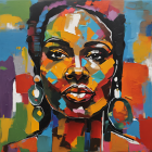 Colorful Abstract Painted Portrait of Woman