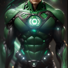 Detailed Green Lantern Illustration with Iconic Suit and Power Ring