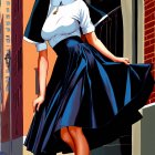 Vintage nurse uniform woman confidently standing on city street