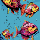 Vibrant Tropical Fish Illustration on Gradient Background