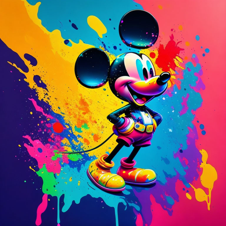 Colorful Cartoon Character Illustration with Large Ears and Vibrant Background