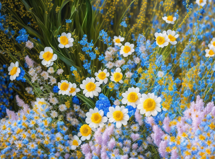 Colorful Daisy and Wildflower Bouquet with Textural Variety