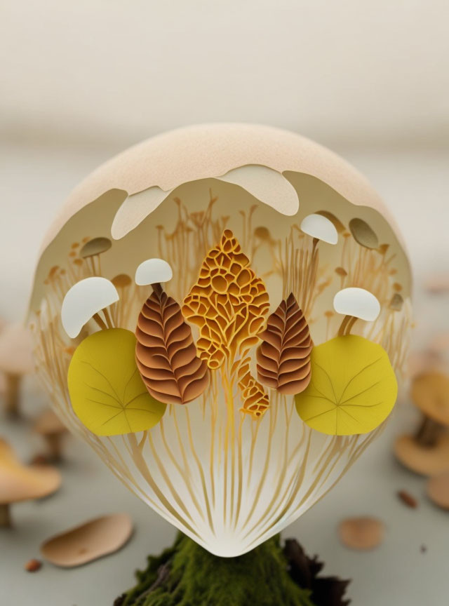 Detailed Forest Scene Eggshell Art with 3D Layers