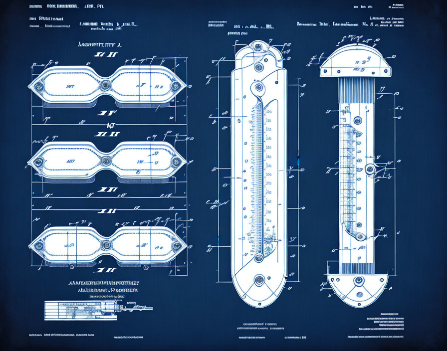 Detailed Skate Blueprint Illustration with Annotations and Measurements