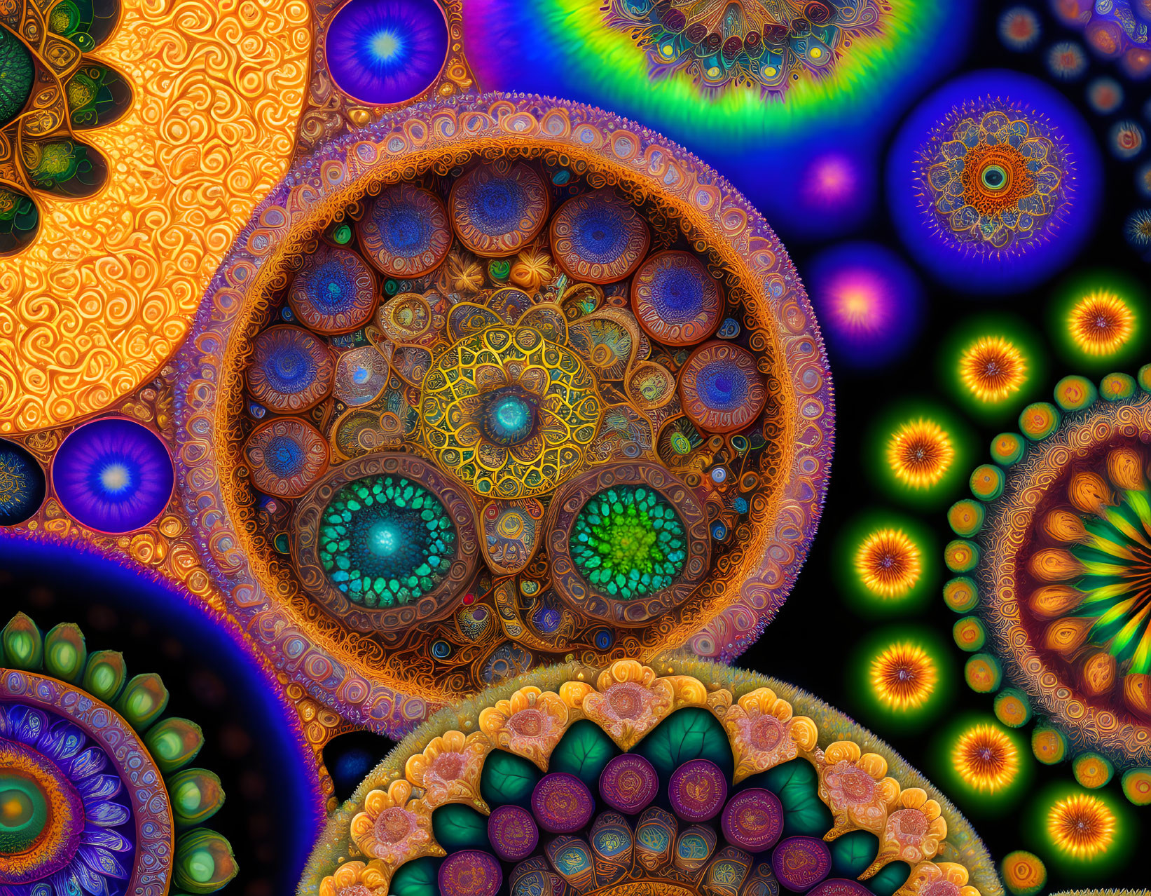 Colorful Fractal Image with Circular Motifs and Complex Textures