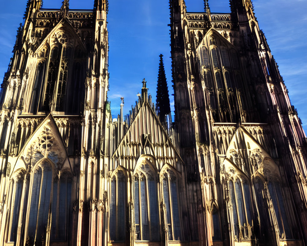 Gothic Cathedral with Pointed Arches and Spires at Dusk