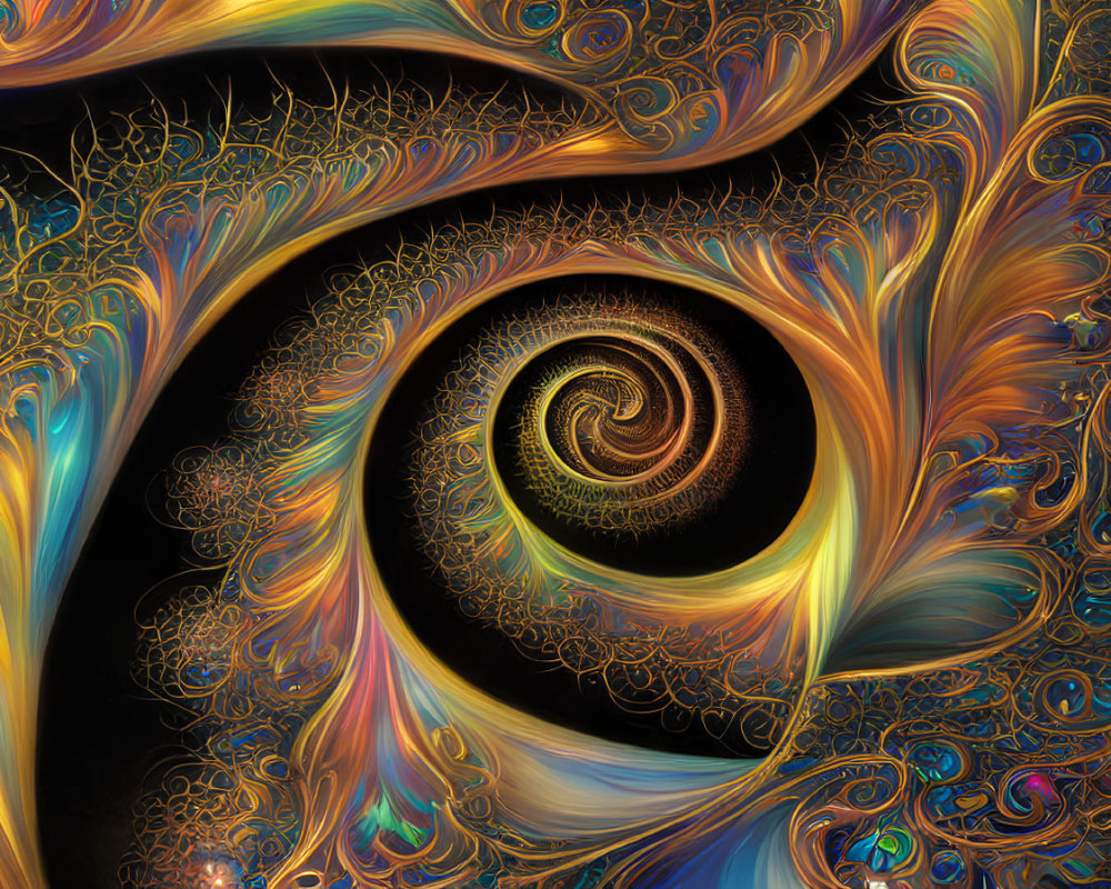 Colorful Spiral Fractal Art with Intricate Lines