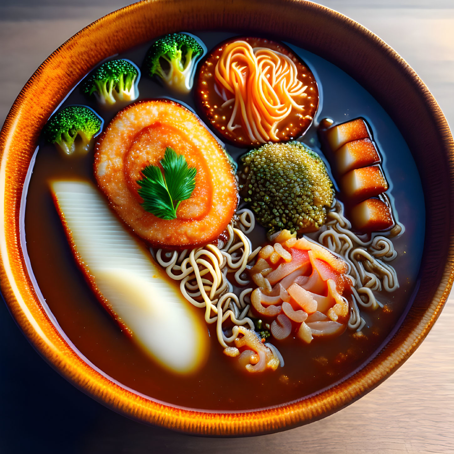 Colorful Ramen Bowl with Soft-Boiled Egg and Fresh Vegetables