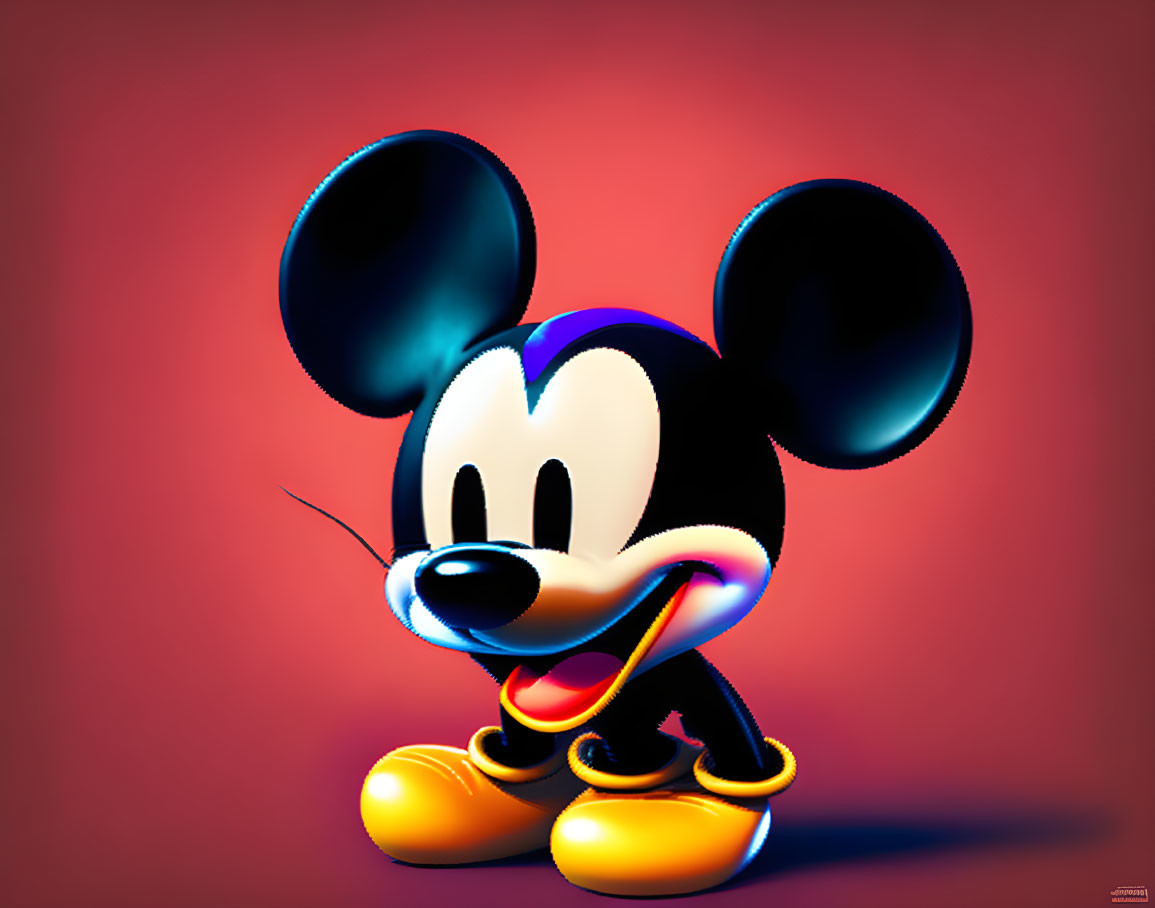 Stylized Mickey Mouse Image on Red Background