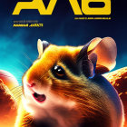 Animated hamster in heroic pose on vibrant space-themed poster