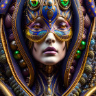 Symmetrical face in vibrant fractal art