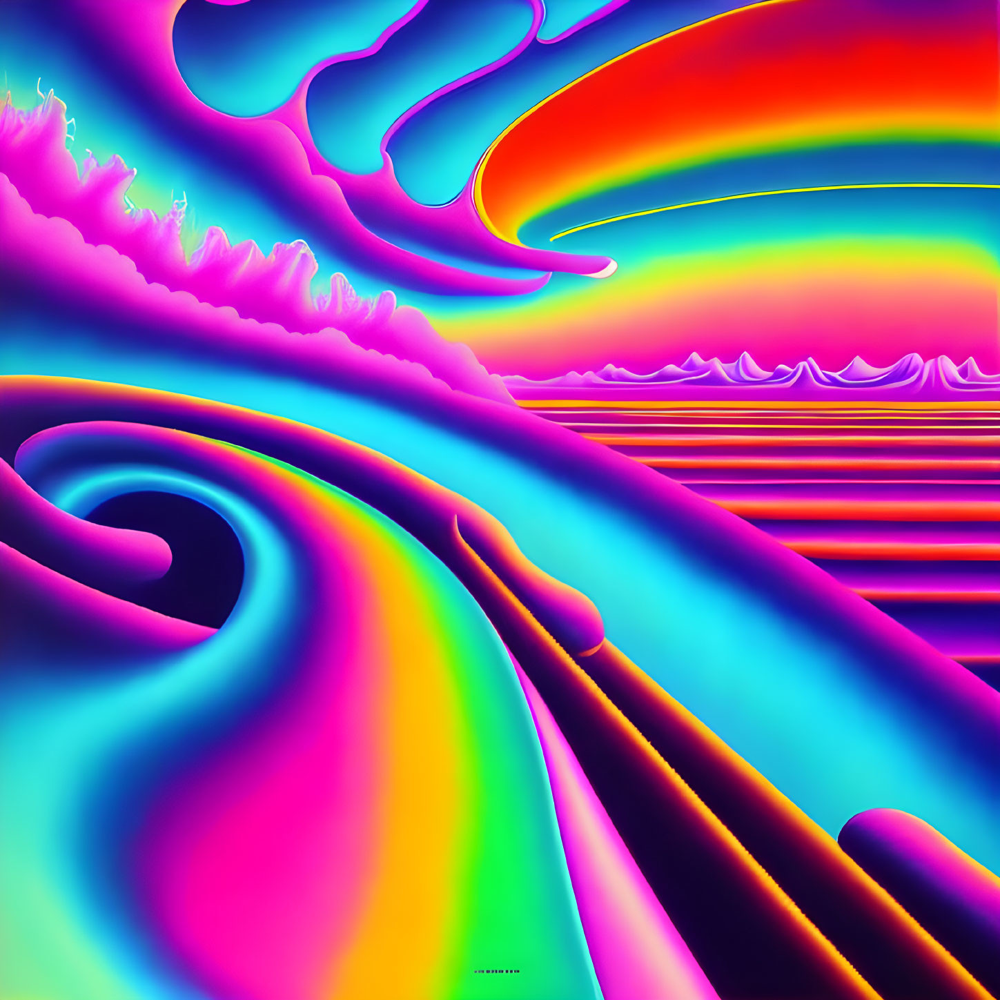 Colorful Psychedelic Digital Art with Neon Swirls