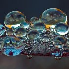 Macro photo: Dewdrops on leaf surface creating glittering pattern