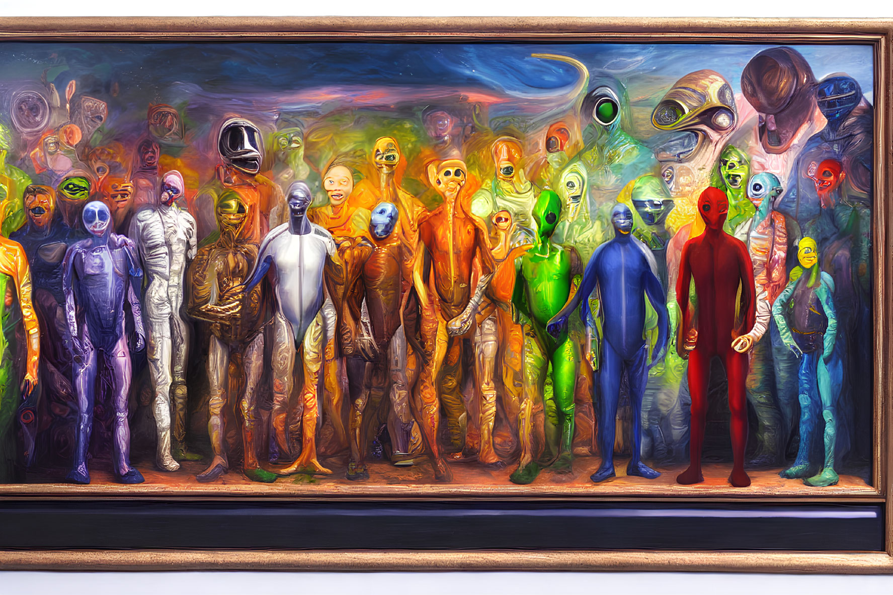 Colorful Painting of Diverse Superhero-Like Figures