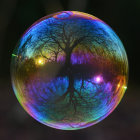 Colorful spherical tree digital artwork with luminous highlights