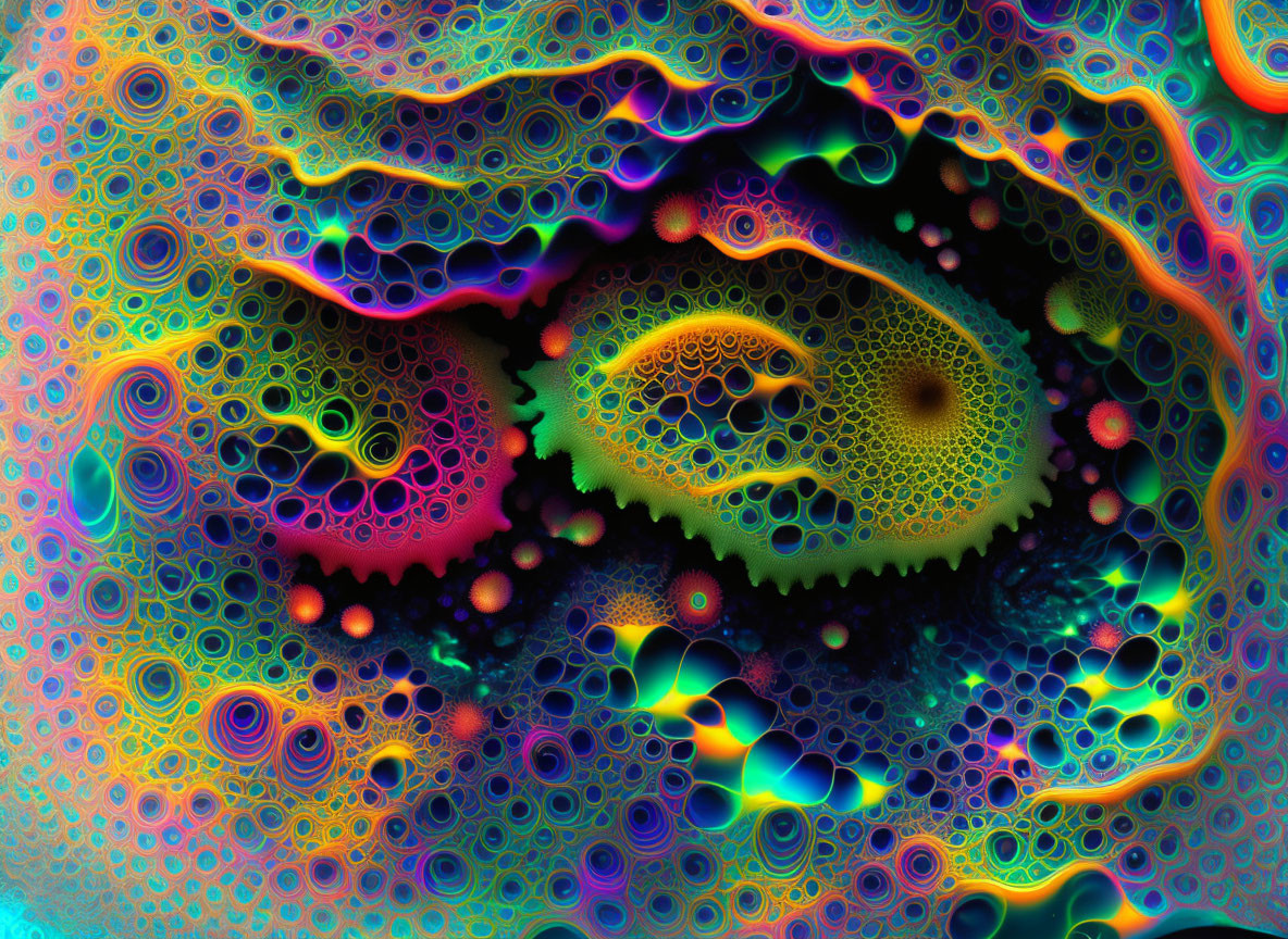 Colorful Psychedelic Digital Art with Neon Patterns