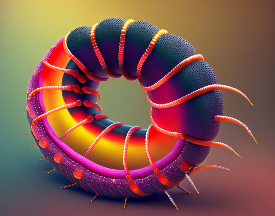 Vibrant 3D render of fantastical creature with spiny protrusions