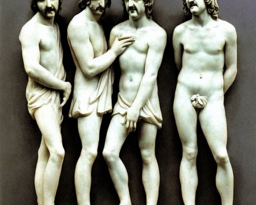 Four Male Figure Sculpture: Three Nude, One Draped