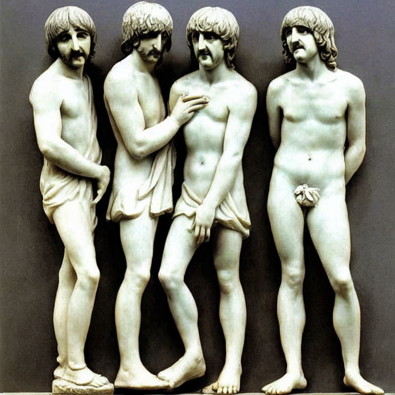 Four Male Figure Sculpture: Three Nude, One Draped