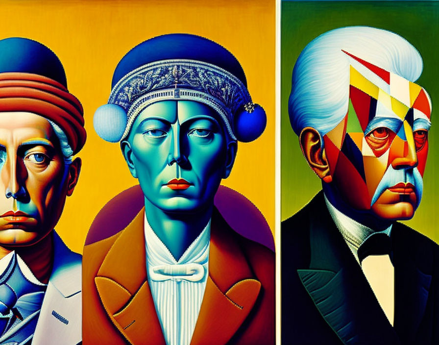 Abstract Surrealist Portraits with Cubic and Spherical Elements