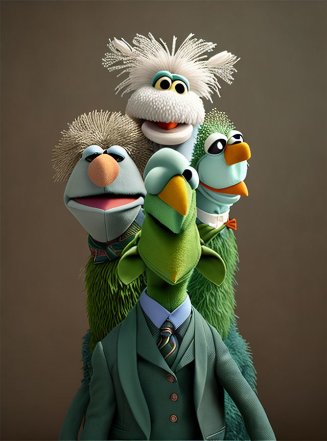 Colorful Professional Attire Puppet Characters Totem Pole