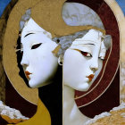 Dual-faced figure with celestial headpieces in surreal digital painting