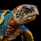 Sea turtle with cosmic star field overlay for a surreal look